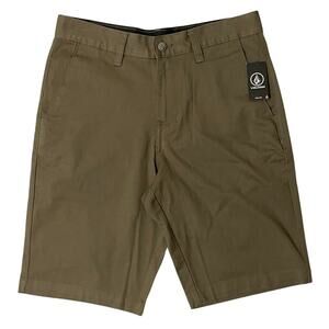Volcom VMONTY Stretch 22 Shorts Men Size 30 Mushroom Brown Chino 11” Inseam NEW